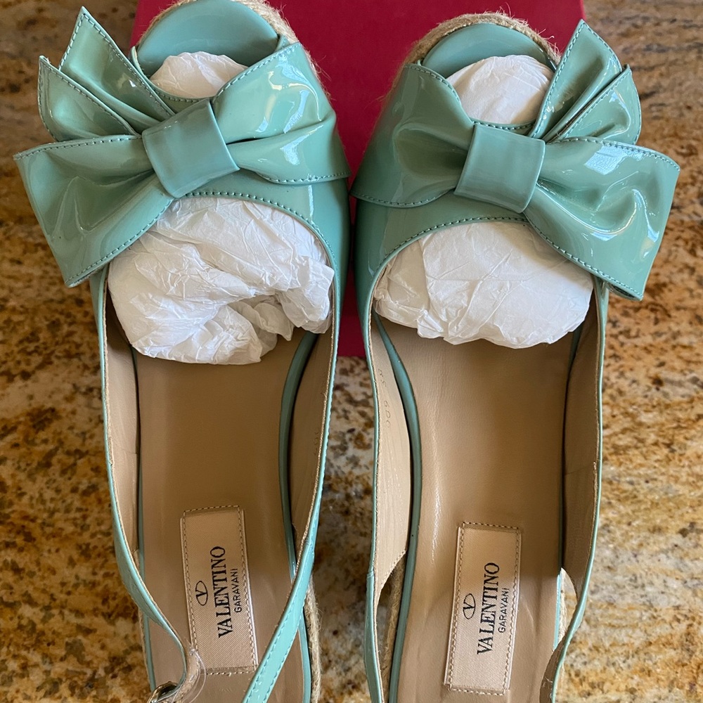 Valentino Espadrille Platform Sandals Patent Leather EU 38